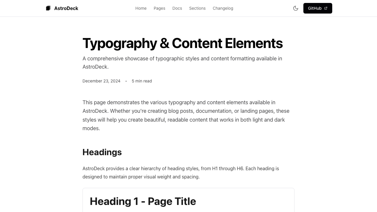 Content Demo page preview