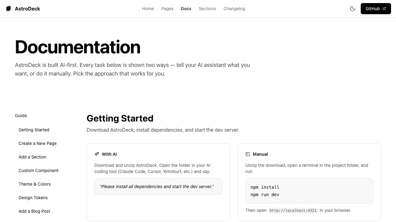 Documentation page preview