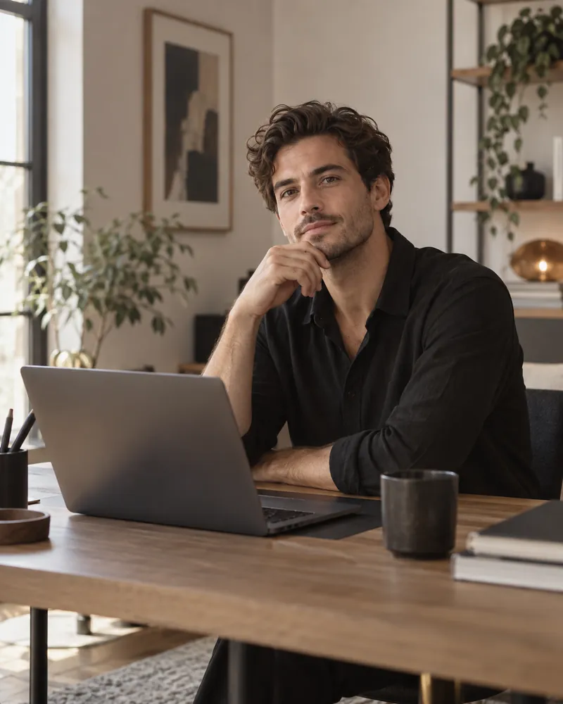 Strategist working at a laptop